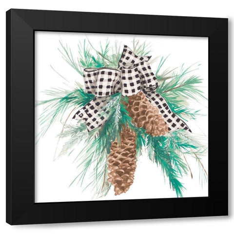 Christmas Pine Cones Black Modern Wood Framed Art Print by Pinto, Patricia