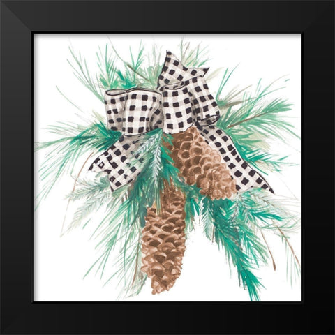 Christmas Pine Cones Black Modern Wood Framed Art Print by Pinto, Patricia