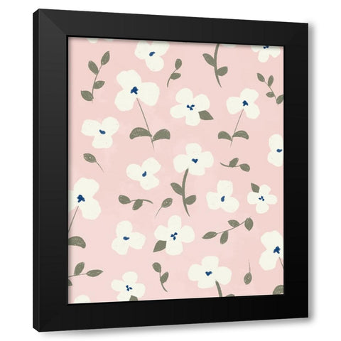 Fun Floral Toss Black Modern Wood Framed Art Print by Quach, Anna