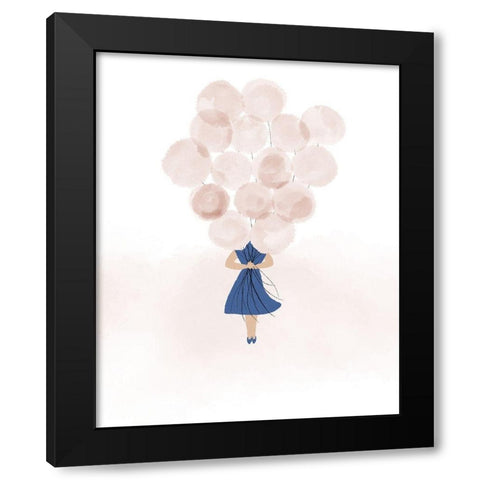 Balloon Gal Black Modern Wood Framed Art Print by Quach, Anna