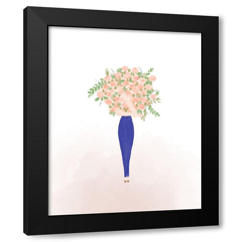 Flower Gal Black Modern Wood Framed Art Print with Double Matting by Quach, Anna