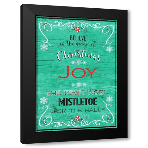 Christmas Joy Black Modern Wood Framed Art Print with Double Matting by Metz, Andi