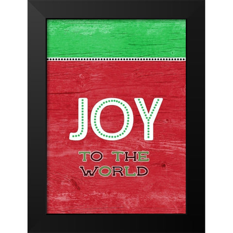 Joy To The World Green Red Black Modern Wood Framed Art Print by Metz, Andi