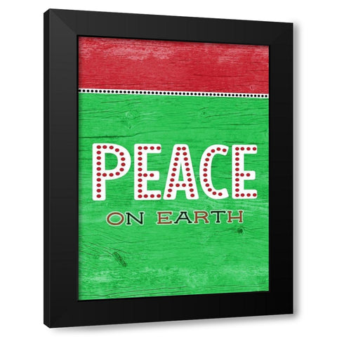 Peace On Earth Green Red Black Modern Wood Framed Art Print with Double Matting by Metz, Andi
