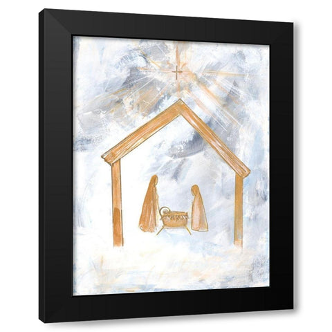 Nativity Silver and Gold Black Modern Wood Framed Art Print by Maria, Robin