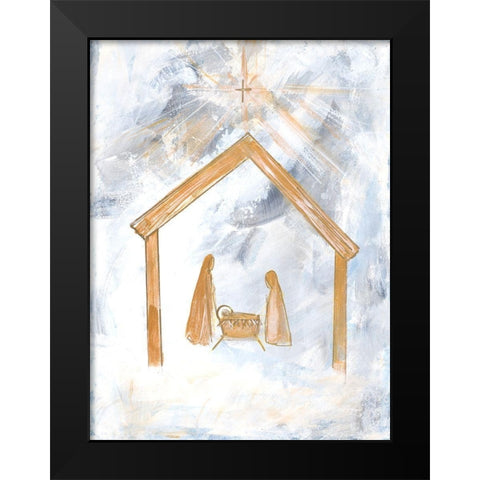 Nativity Silver and Gold Black Modern Wood Framed Art Print by Maria, Robin