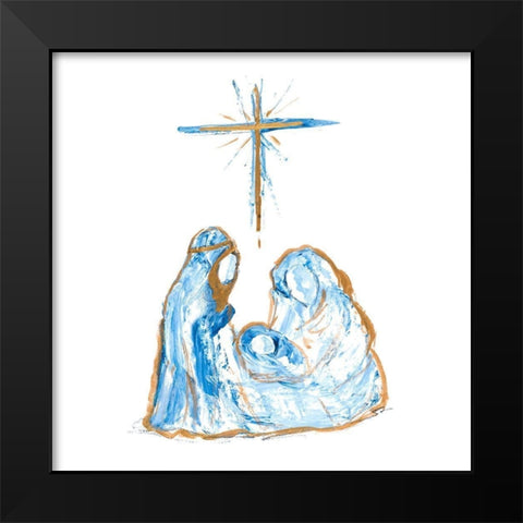 Blue and Gold Nativity I Black Modern Wood Framed Art Print by Maria, Robin
