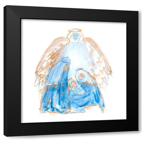 Blue and Gold Nativity II Black Modern Wood Framed Art Print by Maria, Robin