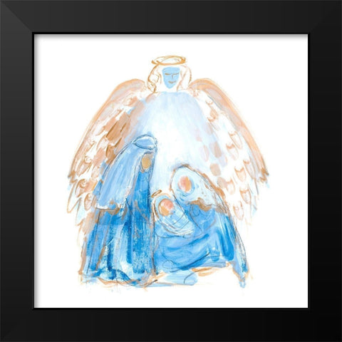 Blue and Gold Nativity II Black Modern Wood Framed Art Print by Maria, Robin