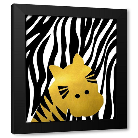 Gold Baby Zebra Black Modern Wood Framed Art Print by Quach, Anna