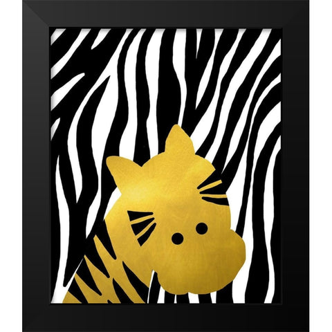 Gold Baby Zebra Black Modern Wood Framed Art Print by Quach, Anna