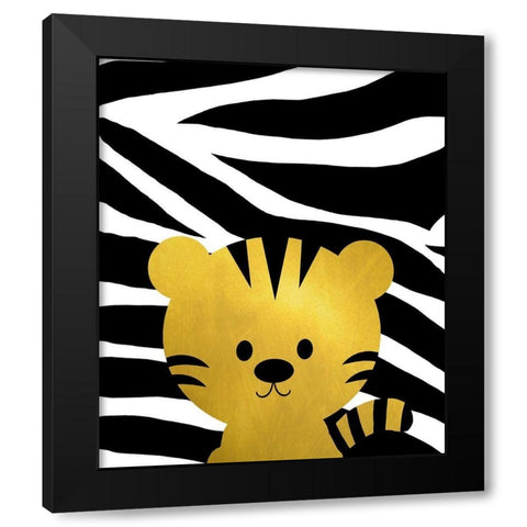 Gold Baby Tiger Black Modern Wood Framed Art Print with Double Matting by Quach, Anna