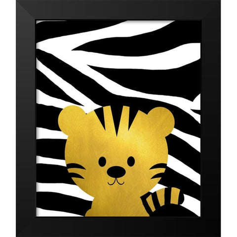 Gold Baby Tiger Black Modern Wood Framed Art Print by Quach, Anna