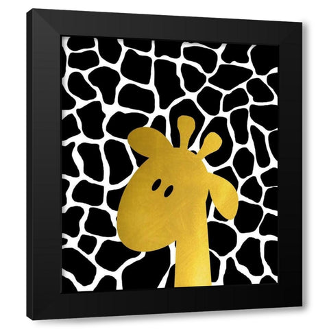 Gold Baby Giraffe Black Modern Wood Framed Art Print by Quach, Anna