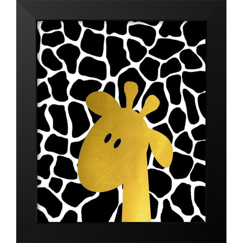 Gold Baby Giraffe Black Modern Wood Framed Art Print by Quach, Anna