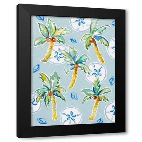 Palm Trees and Sand Dollars Black Modern Wood Framed Art Print with Double Matting by Loreth, Lanie