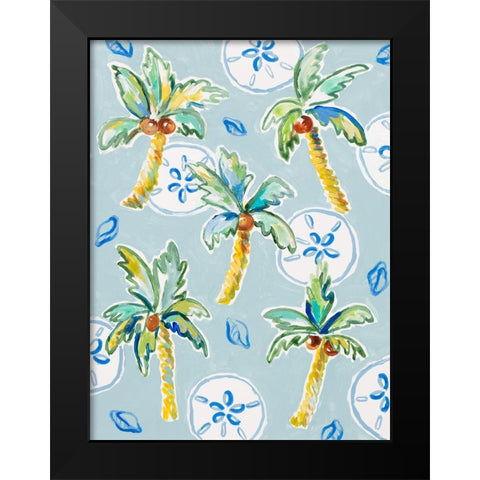 Palm Trees and Sand Dollars Black Modern Wood Framed Art Print by Loreth, Lanie