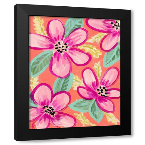 Tropical Flower Party Black Modern Wood Framed Art Print with Double Matting by Loreth, Lanie