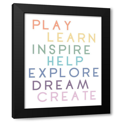 Play And Learn Black Modern Wood Framed Art Print with Double Matting by Quach, Anna