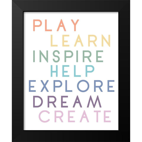 Play And Learn Black Modern Wood Framed Art Print by Quach, Anna