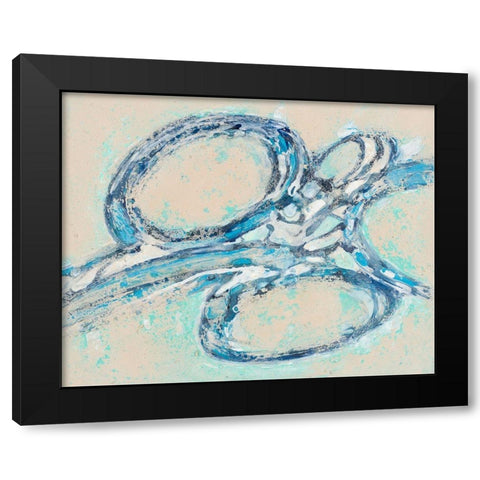 Blue Swirl I Black Modern Wood Framed Art Print with Double Matting by Pattinian, Merri
