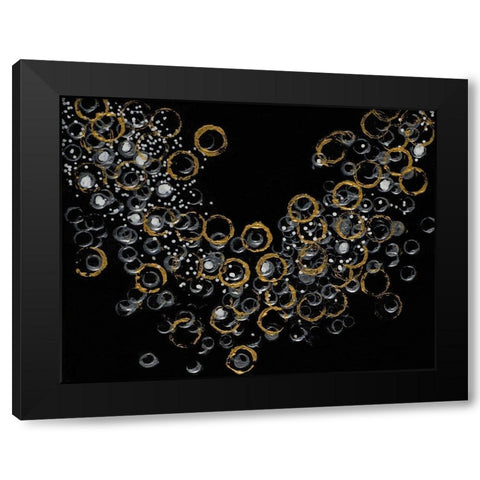 Black and Gold Bubbles I Black Modern Wood Framed Art Print by Pattinian, Merri