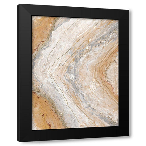 Cool Earth Marble Abstract Black Modern Wood Framed Art Print with Double Matting by Hakimipour, Tiffany
