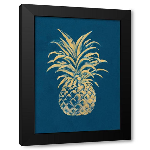 Golden Pineapple Black Modern Wood Framed Art Print by Hakimipour, Tiffany