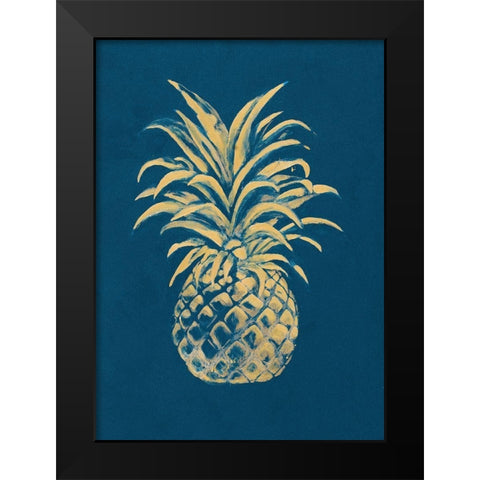 Golden Pineapple Black Modern Wood Framed Art Print by Hakimipour, Tiffany