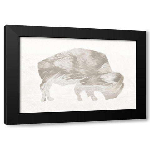 Muted Urban Bison Black Modern Wood Framed Art Print by Meneely, Dan