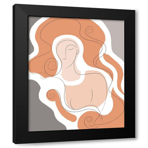 Long Locks Line Drawing Black Modern Wood Framed Art Print by Mosher, Deidre