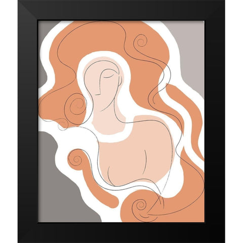 Long Locks Line Drawing Black Modern Wood Framed Art Print by Mosher, Deidre