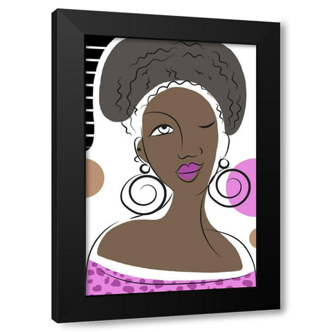 Winking Lady Black Modern Wood Framed Art Print with Double Matting by Mosher, Deidre