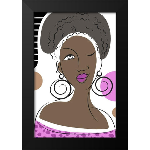 Winking Lady Black Modern Wood Framed Art Print by Mosher, Deidre