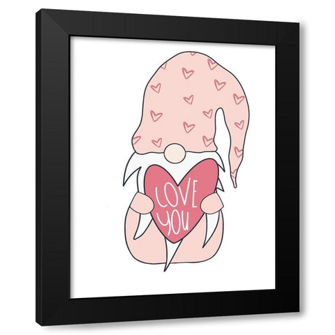 Valentine Gnome Black Modern Wood Framed Art Print with Double Matting by Torres, Melanie
