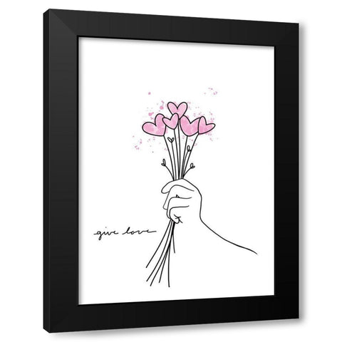 Give Love Black Modern Wood Framed Art Print by Torres, Melanie