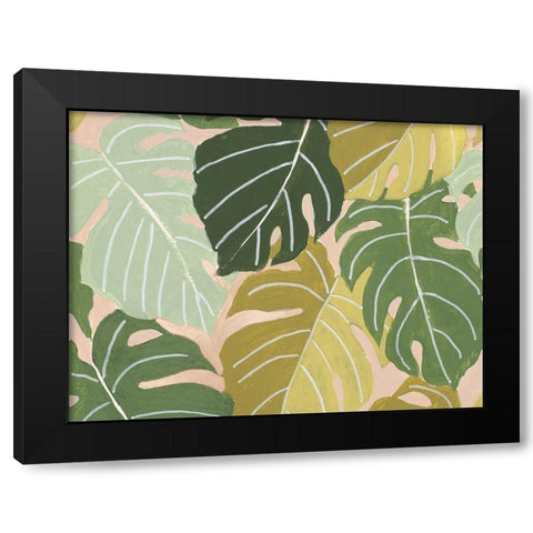 Back To Nature Palm Leaves Black Modern Wood Framed Art Print by Pinto, Patricia