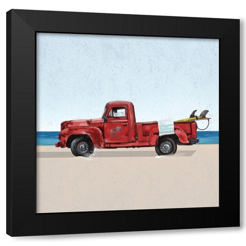 Red Surf Vehicle Black Modern Wood Framed Art Print by Sheppard, Lucca