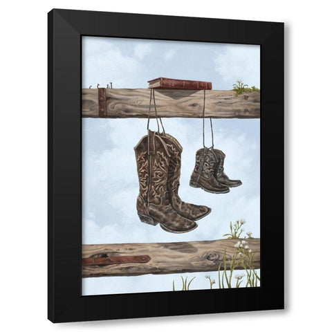 Family Boots Black Modern Wood Framed Art Print by Sheppard, Lucca