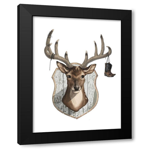 Deer Mount Black Modern Wood Framed Art Print by Sheppard, Lucca