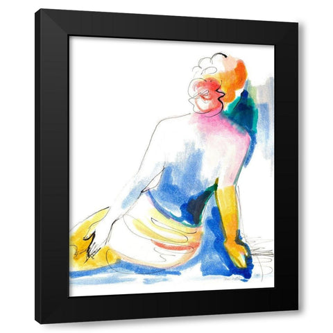 Colorful Seated Nude Black Modern Wood Framed Art Print with Double Matting by Loreth, Lanie