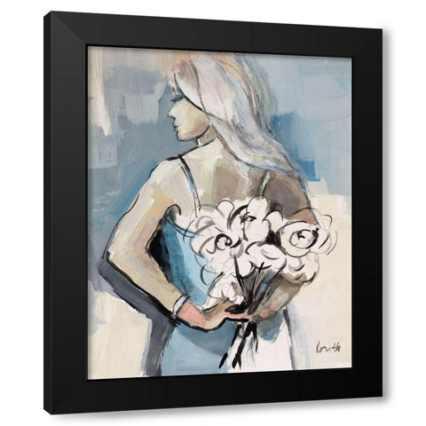 Girl with Flowers Black Modern Wood Framed Art Print by Loreth, Lanie