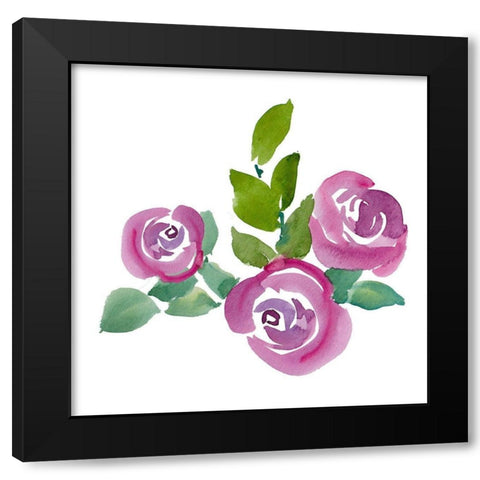 Fushia Roses Black Modern Wood Framed Art Print by Loreth, Lanie