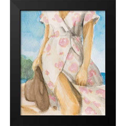 Woman In Sun Dress Black Modern Wood Framed Art Print by Loreth, Lanie