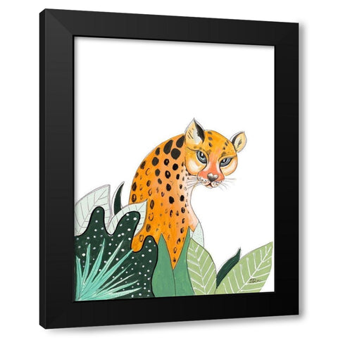 Peering Cheetah Black Modern Wood Framed Art Print with Double Matting by Pinto, Patricia