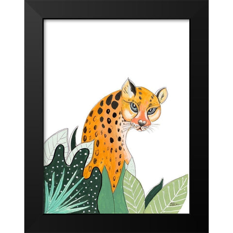 Peering Cheetah Black Modern Wood Framed Art Print by Pinto, Patricia