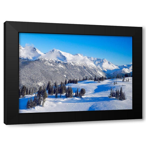 Snowy Mountaintop Black Modern Wood Framed Art Print by Peck, Gail