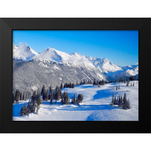 Snowy Mountaintop Black Modern Wood Framed Art Print by Peck, Gail