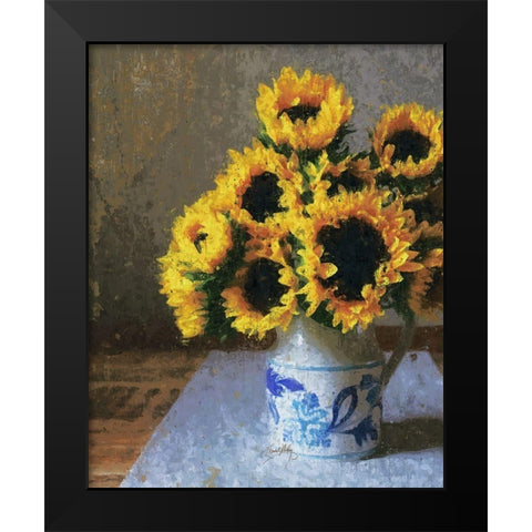Sunflowers in Pitcher Black Modern Wood Framed Art Print by Medley, Elizabeth