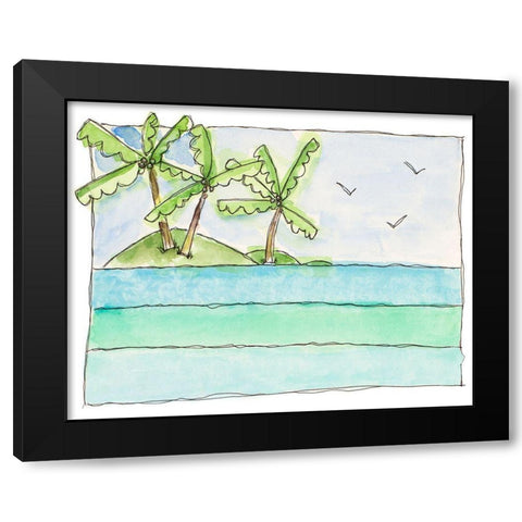 Island Palms I Black Modern Wood Framed Art Print with Double Matting by Krinlox